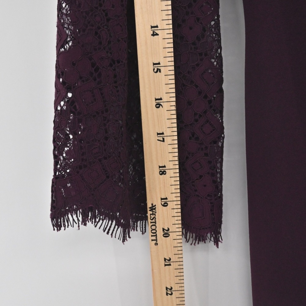 Calvin Klein Burgundy Sheath Dress Size 4 Lace Bell Sleeve Sheath Moody Romantic - Picture 7 of 14